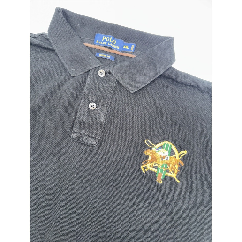 Polo Ralph Lauren Mens XXL Custom Fit Black Polo Shirt‎ Big Pony Crest